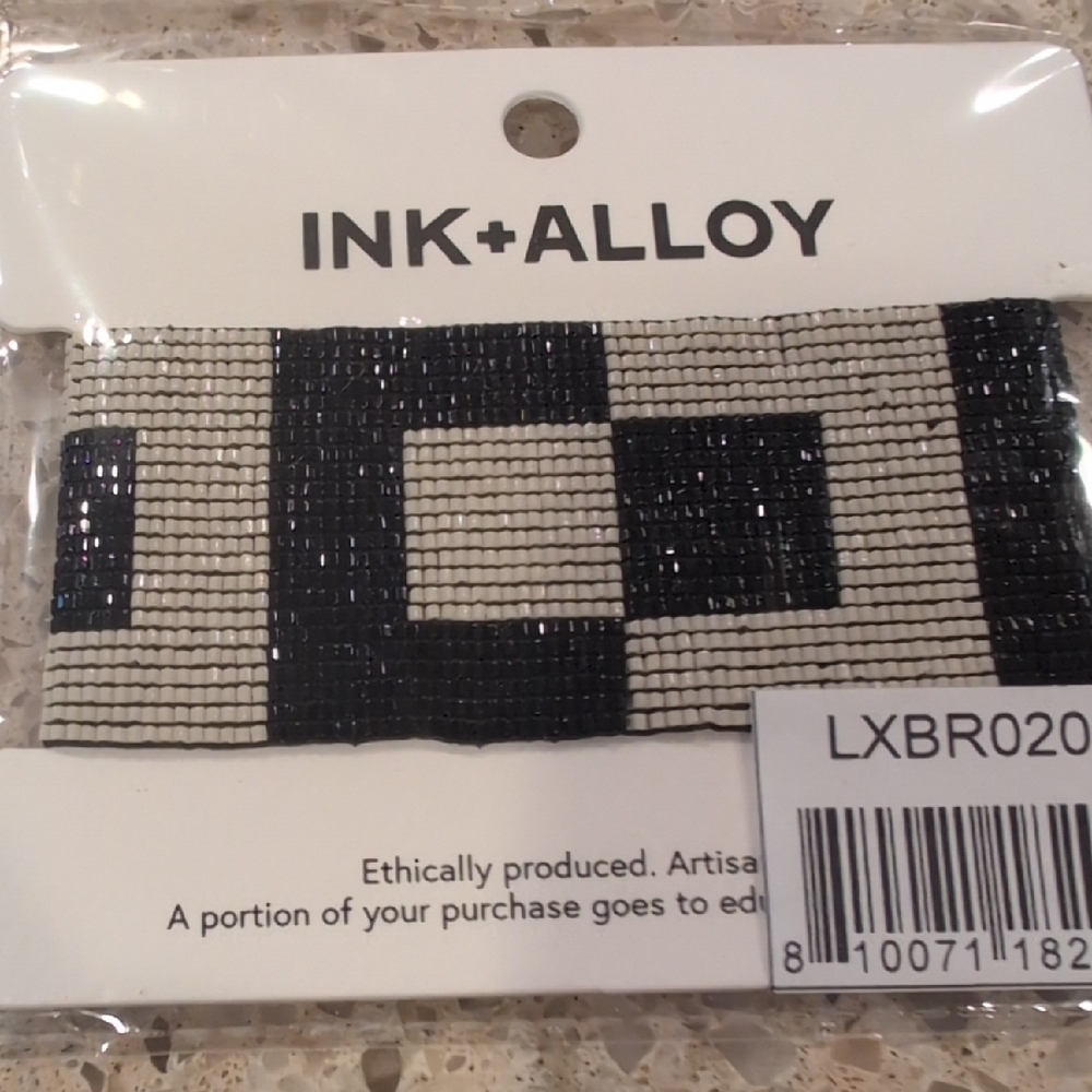 Ink + Alloy Black and White Beaded Bracelet NWT